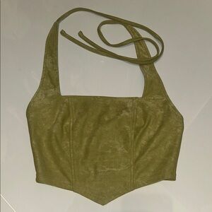 Elegant Olive Halter Tank Top